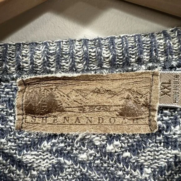 VTG SHENANDOAH Mens XXL Blue Gray Lattice Knit Cotton Blend Crew Neck Sweater US - Picture 3 of 12